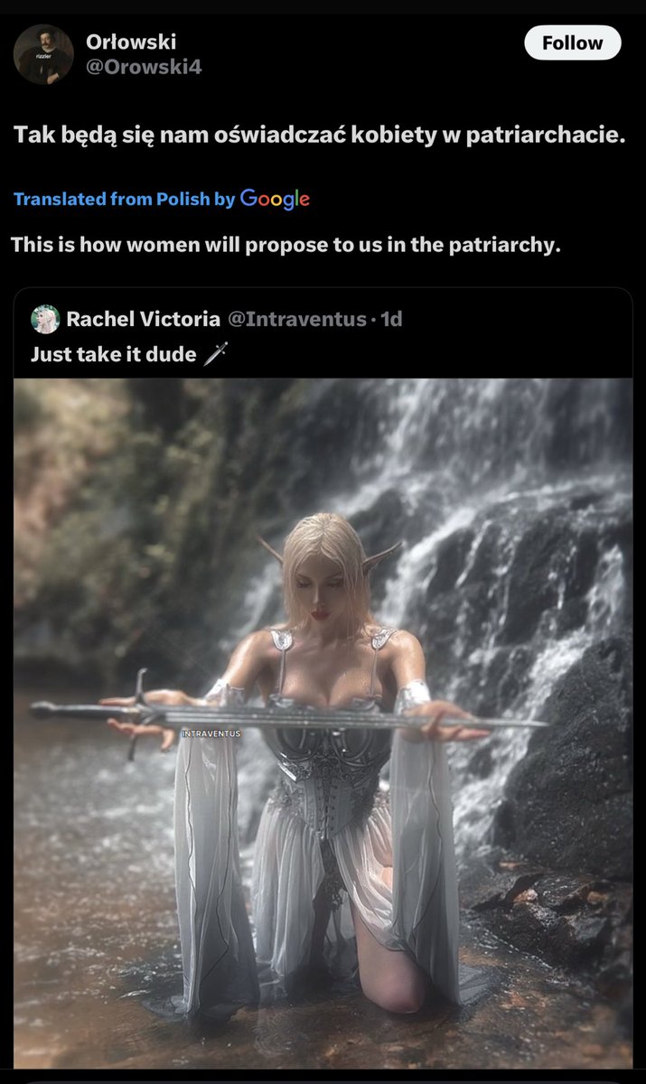 I’ll keep the sword instead and end your patriarchy. 🖕idk how people can take a simple fantasy photo and twist it.