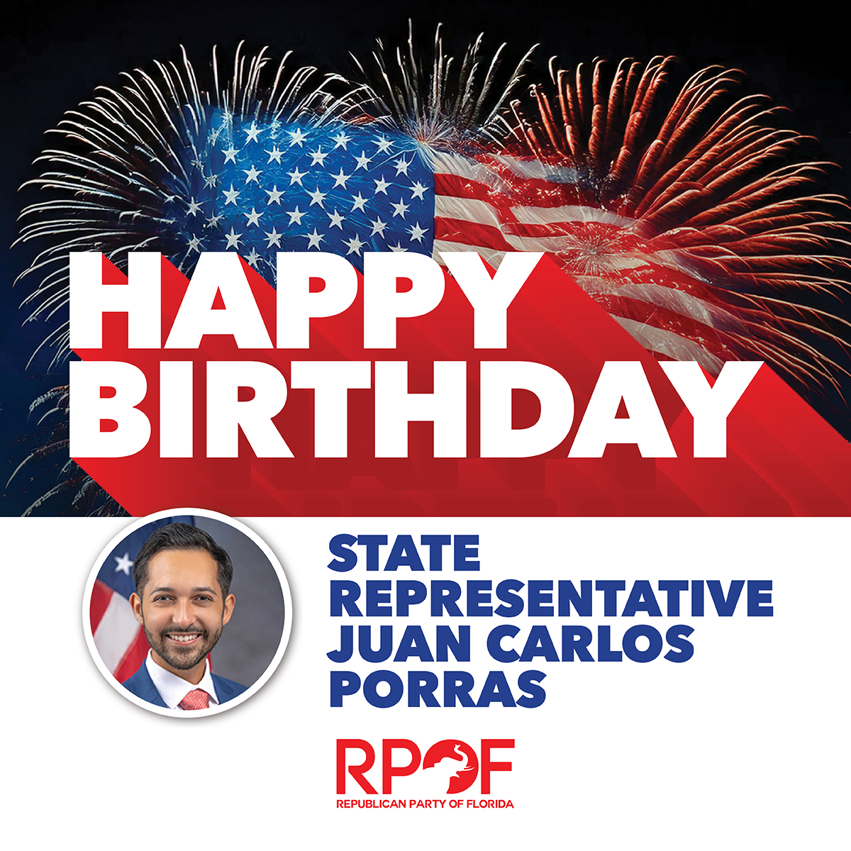 Florida GOP (@floridagop) on Twitter photo Happy Birthday, Rep. <a href="/JuanPorrasFL/">Juan C. Porras</a>! Thank you for your dedication to the great state of Florida. Happy Birthday, Rep. <a href="/JuanPorrasFL/">Juan C. Porras</a>! Thank you for your dedication to the great state of Florida.