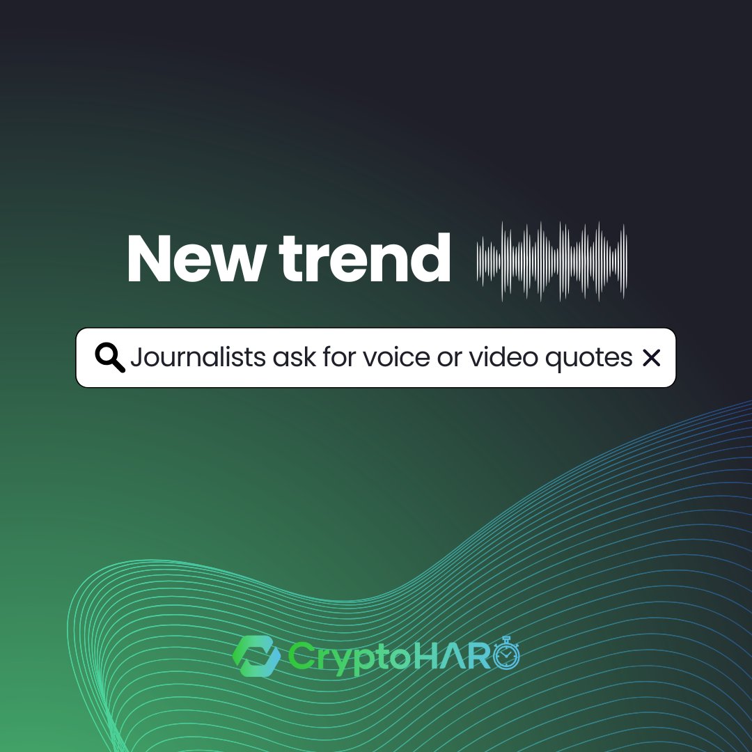 Crypto_Haro's tweet photo. To combat the rise of AI-generated quotes, some journalists are now asking for voice notes or video responses from sources.

It’s a simple step that helps confirm someone is real and filters out fake profiles and AI-written commentary. https://t.co/OjAywQwOzJ