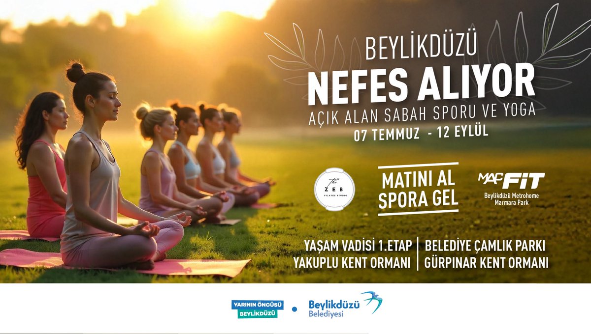 Matını kap, spora gel 🧘🏻‍♀️

Güne zinde başlamak için yaz boyunca yeşil alanlarımızda gerçekleştireceğimiz sabah sporu ve yoga buluşmalarına tüm komşularımızı bekliyoruz. 😊

Etkinlik takvimi için ⤵️
beylikduzu.istanbul/duyurular/beyl…