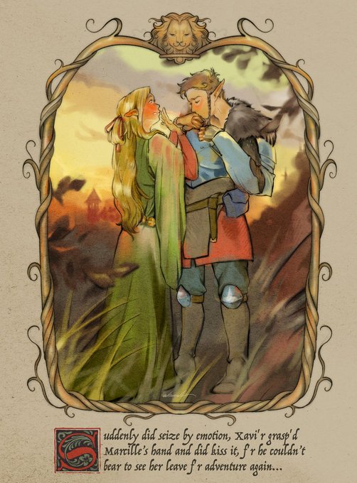 my third artfight attack is dedicated to @beaniewinnie96~ i couldn't not do a dungeon meshi piece, hehe! 🧡🏰 