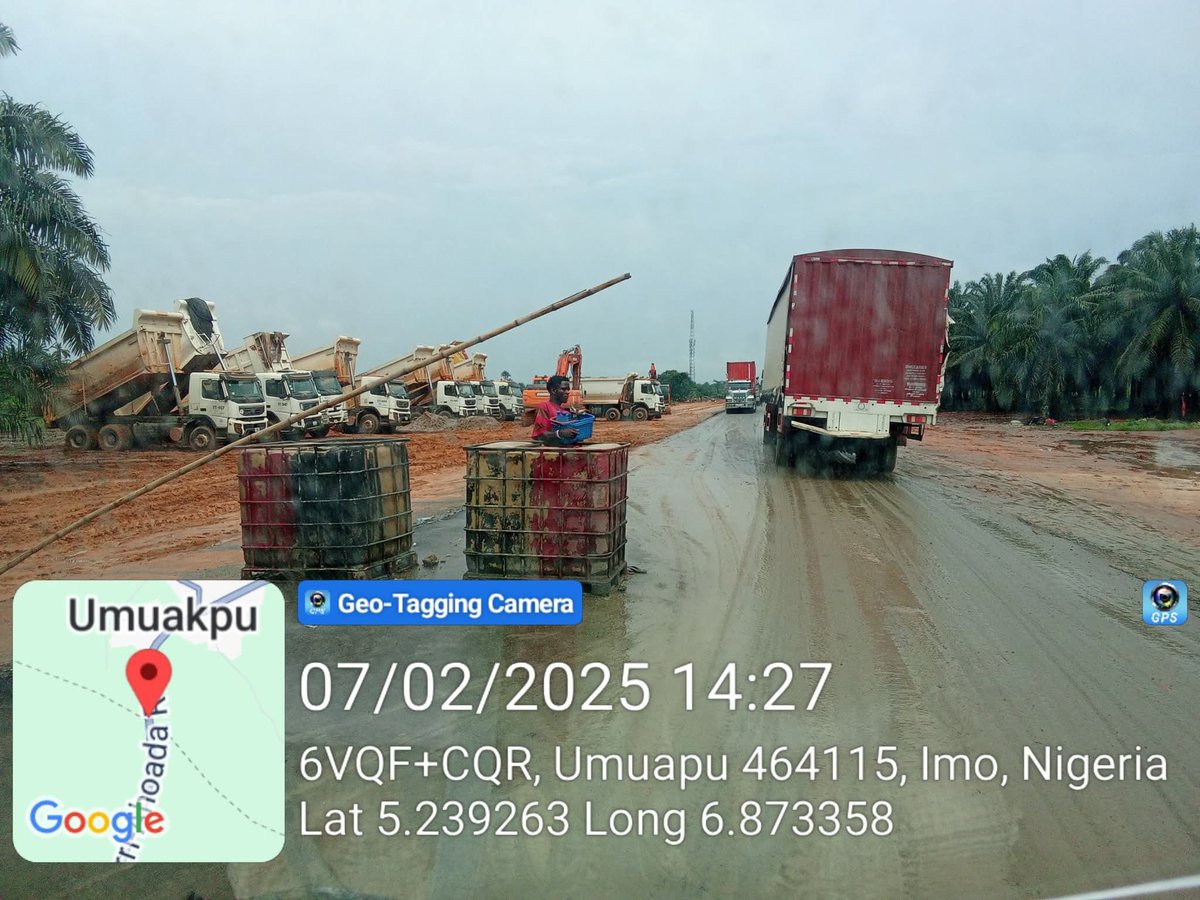 okoliecollins5's tweet photo. Craneburg construction Company still onsite at Ohaji Egbema LGA section of Owerri Port Harcourt expressway https://t.co/8PT4uKOdLs