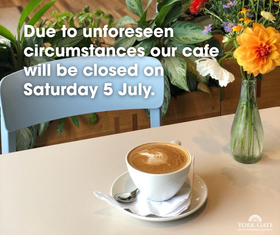 📣 Please note: due to unforeseen circumstances, our café will be closed this Saturday 5 July. We’re so sorry for any inconvenience this may cause and thank you for your understanding.

The garden, shop and plant sales will be open as usual 🌿

#PerennialsGardens #Adel