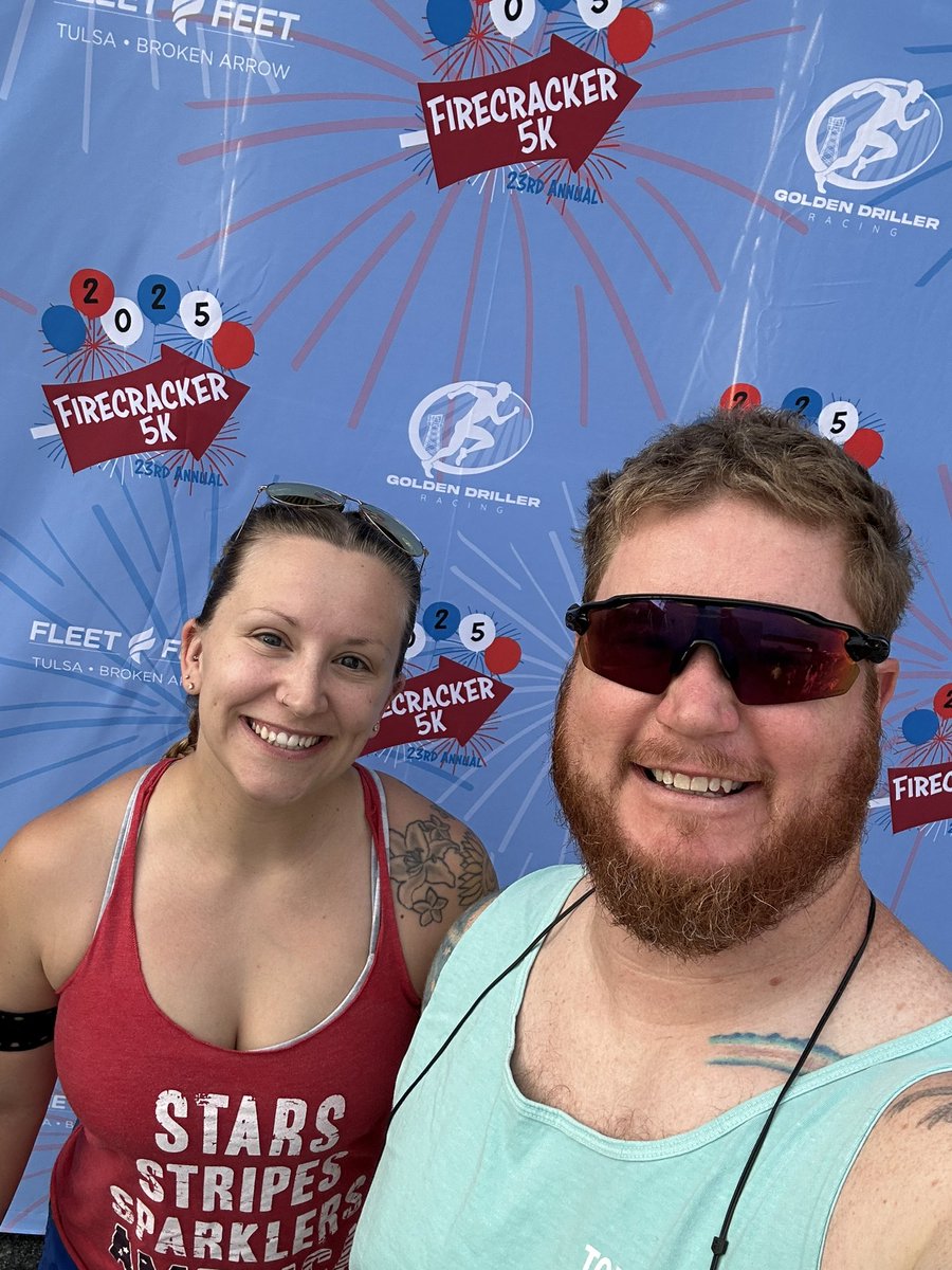 Preview of the first of three 5k’s this month. Firecracker with Gloria this morning.