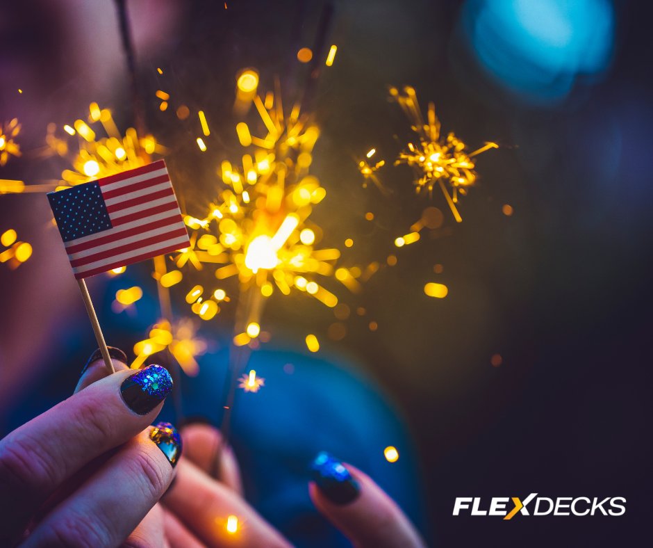 flexdecks's tweet photo. Fireworks, freedom, and FlexDecks. Wishing you a bold and bright Independence Day! 🇺🇸 #FlexDecks #FourthOfJulyVibes #MadeForAmerica https://t.co/UFMZZfnoj7