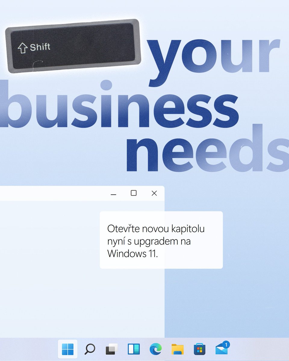 Růst začíná změnou. 🚀 

Stiskněte Shift pro vaše obchodní potřeby tím, že dnes upgradujete na #Windows11. Zcela zdarma do 14. října! 

Zjistěte více: msft.it/6187SNDIT