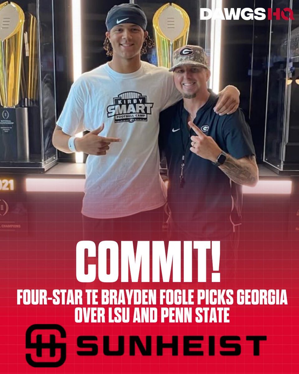 LOADED with coverage on Georgia's latest commitment -- Four-star TE Brayden Fogle...

Commitment story: on3.com/teams/georgia-…

Why he chose the Dawgs: on3.com/teams/georgia-…

What he brings: on3.com/teams/georgia-…
