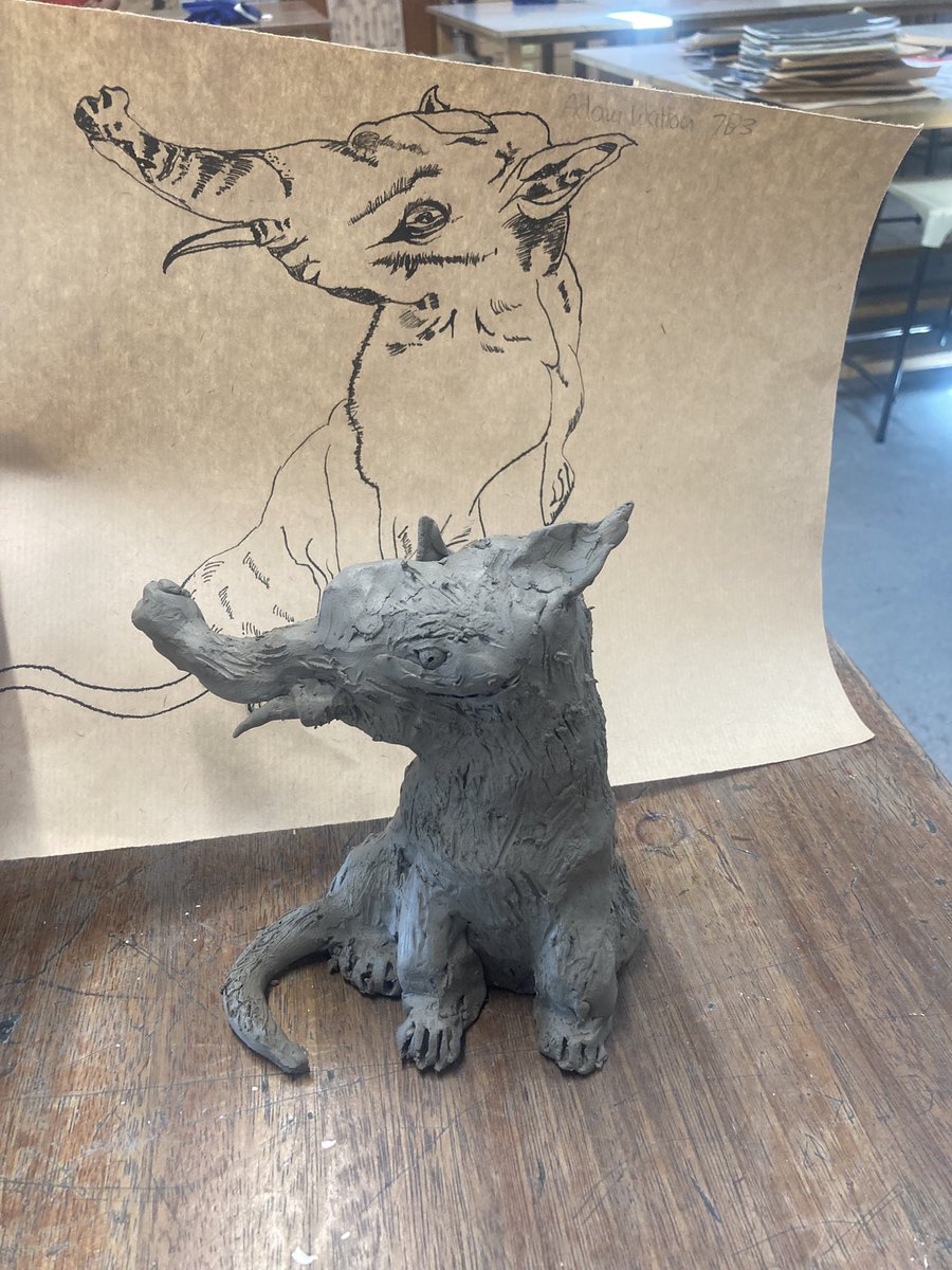 Dempsey_art's tweet image. Y7 100 minute lesson making clay mythical creatures from compositions they created from collages @KelmscottSchool 🔥 🥇