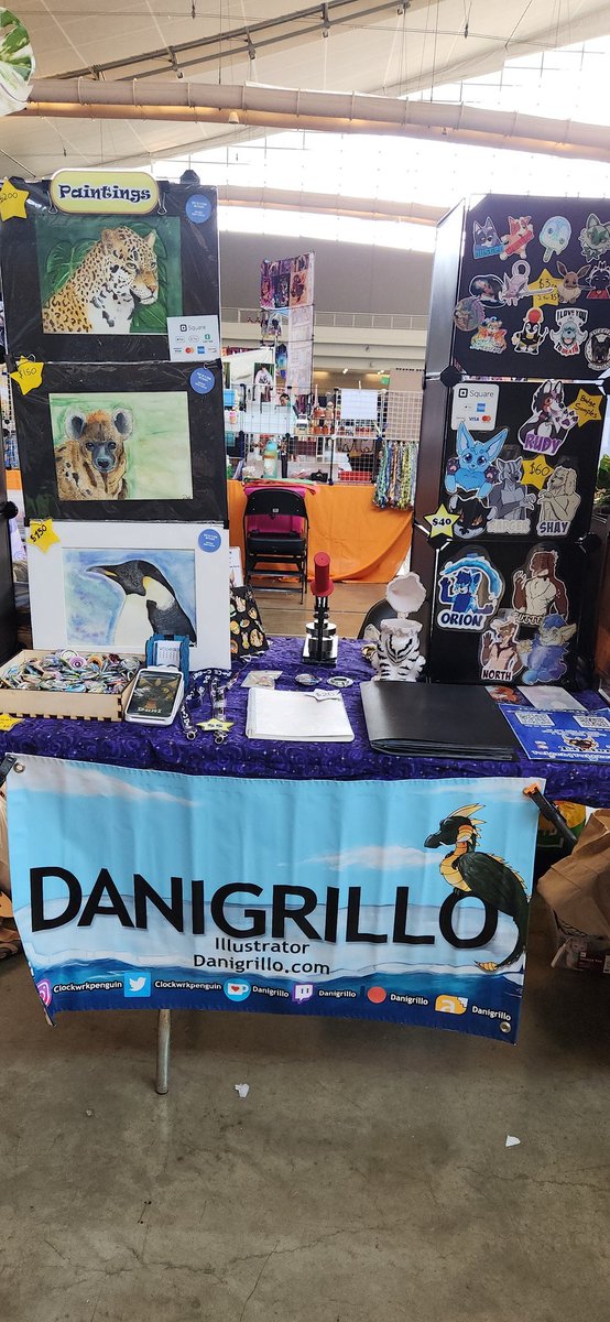 DaniGrilloart's tweet photo. All set up at Anthrocon ! Come check out my wares at JB17 in the bodega !
#art #anthrocon2024 #anthrocon #furry #furryart #myart #bodega #danigrillo https://t.co/zeT6069nX7