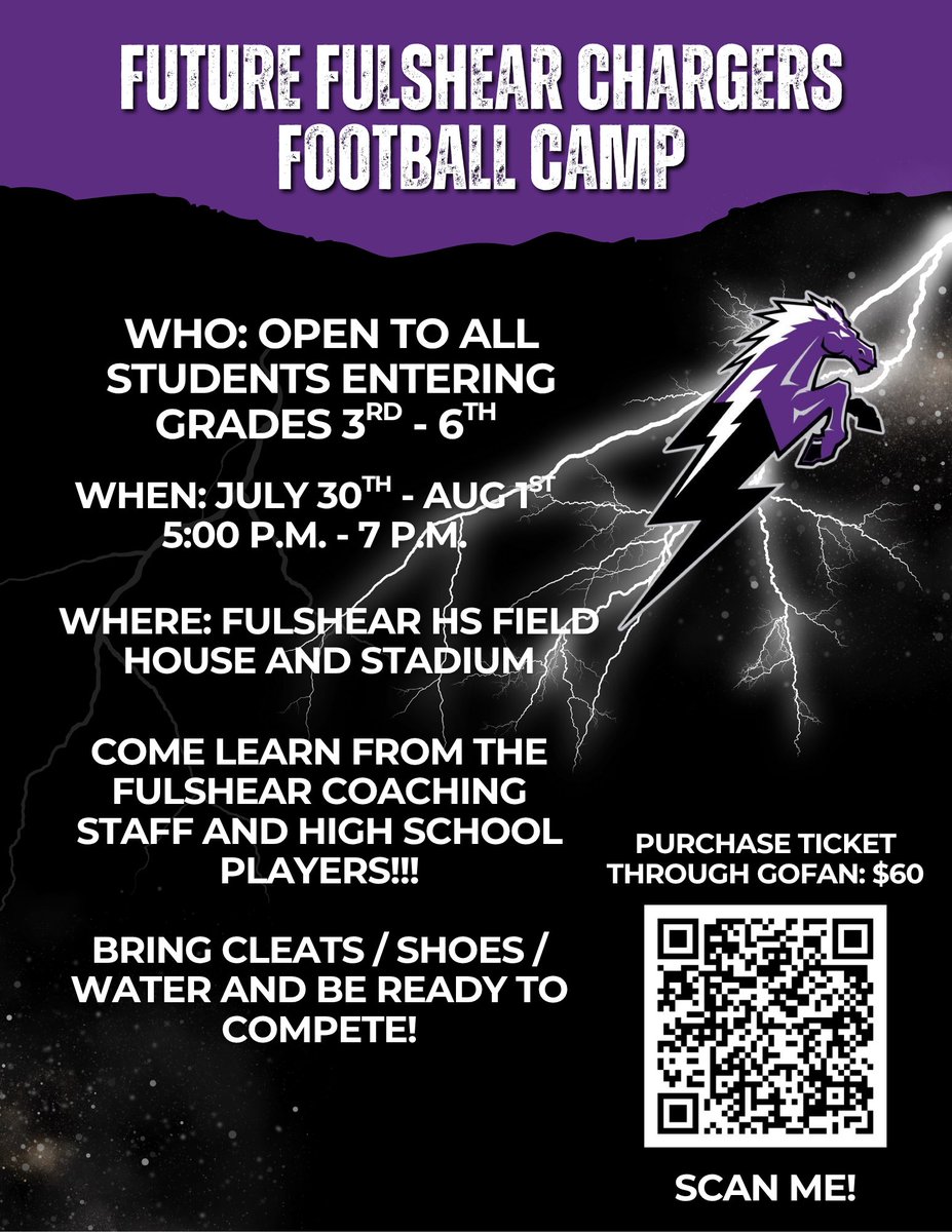 Fired up to meet our future Chargers! Come hang out with the coaching staff and some of your favorite Fulshear football players – it’s gonna be a great time! #NOPE