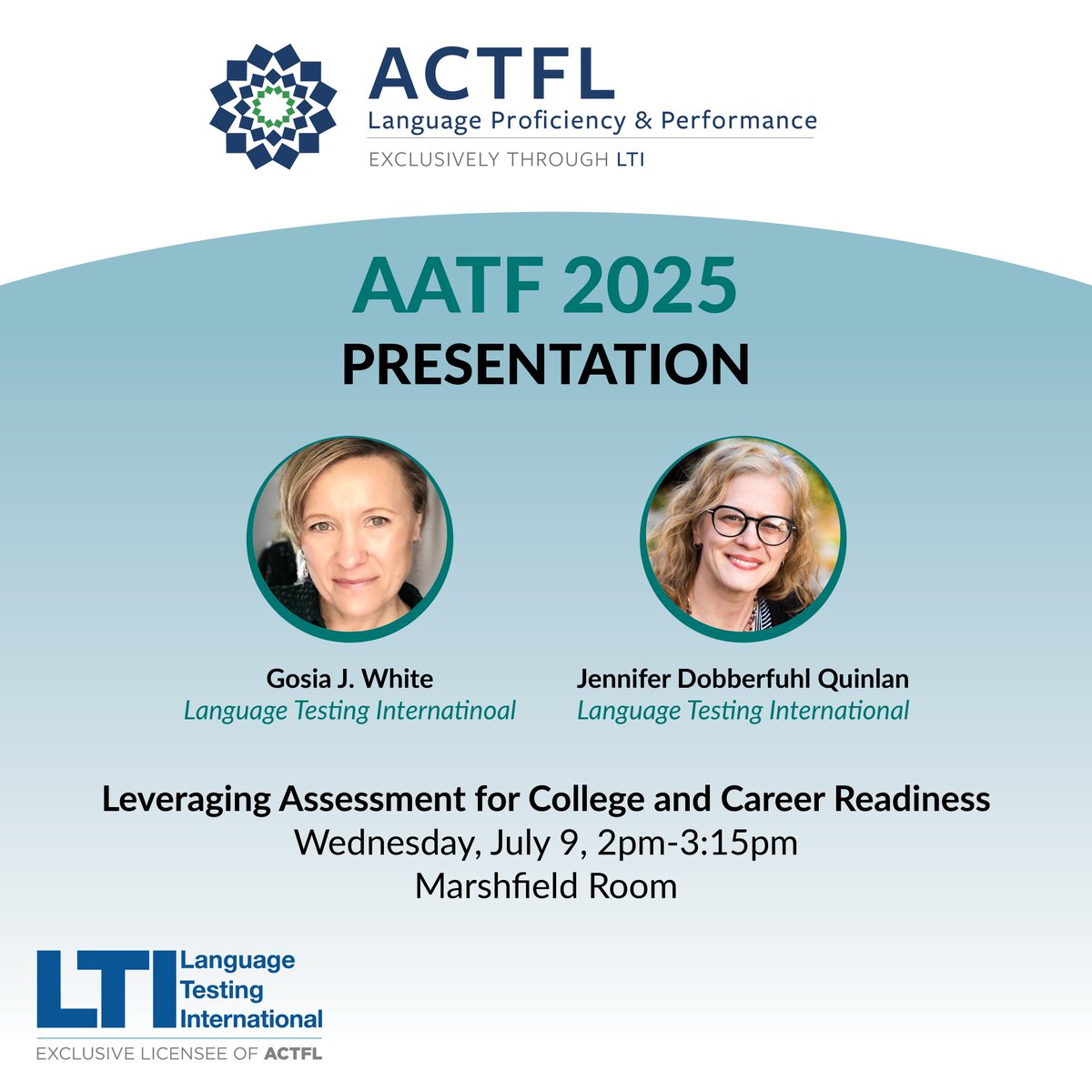 LTILanguageTest's tweet image. Going to AATF this year? Don’t miss our exciting session on leveraging assessments for college and career readiness (#CCR). The session will focus on leveraging language testing to enhance and promote the value of language programs.
#langchat @AATFrench #AATF25