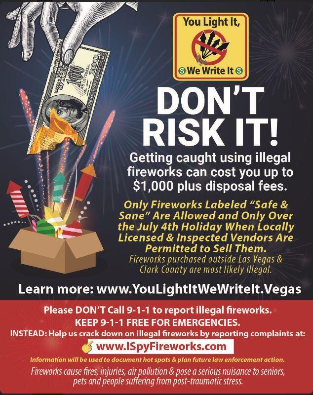 We wish you a Happy 4th of July!  Let's celebrate safely. If you see a problem, report it before it's too late! If  illegal fireworks are involved, please visit: ow.ly/O6To50WjP8E  @lvmpd.com #partnerswiththecommunity