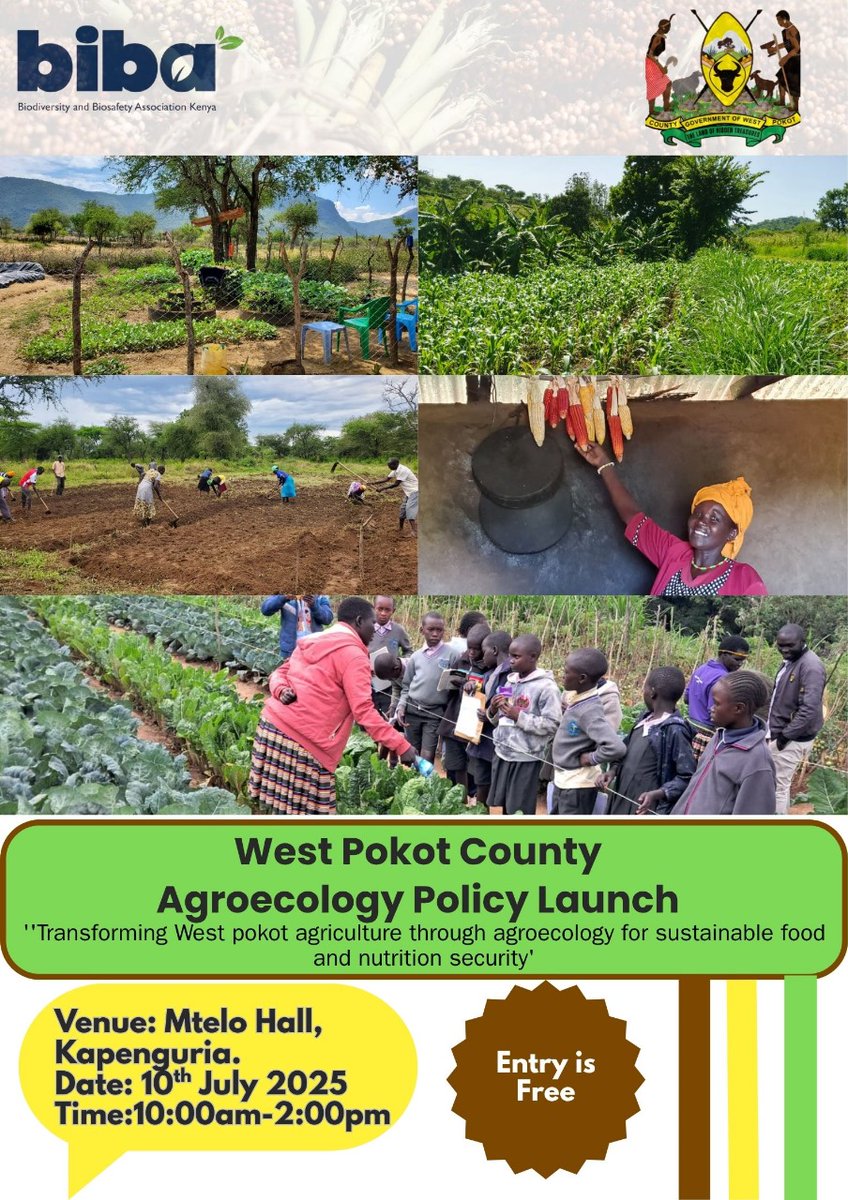 BIBA_Kenya's tweet image. Big win for food & nature!
On 10 July 2025, BIBA Kenya in collabo with West Pokot will be launching the Counties Agroecology Policy a major step for soil health and food sovereignty
Huge thanks to @SimonKachapinK , partners & the County Government for leading the way! 🙌
