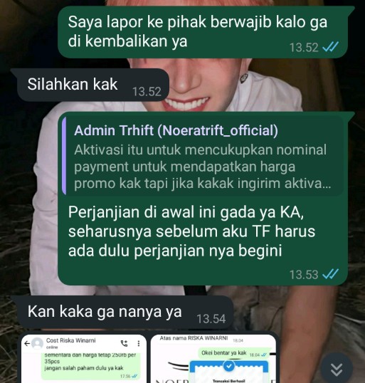 SZexe18084's tweet photo. Hii gays, aku bingung ini emng aku yang oon atau emng dia yang nipu ya? Diperjanjian awal gada sama sekali kalo harus bayar aktivasi 100rb lagi, and than aku mau minta kembalian uang aku yang ku TF 100rb itu, dan dia ga mau ngebaliin karna alasan hangus whatt?? Pliss @tanyakanrl https://t.co/FF7xFTf1EM
