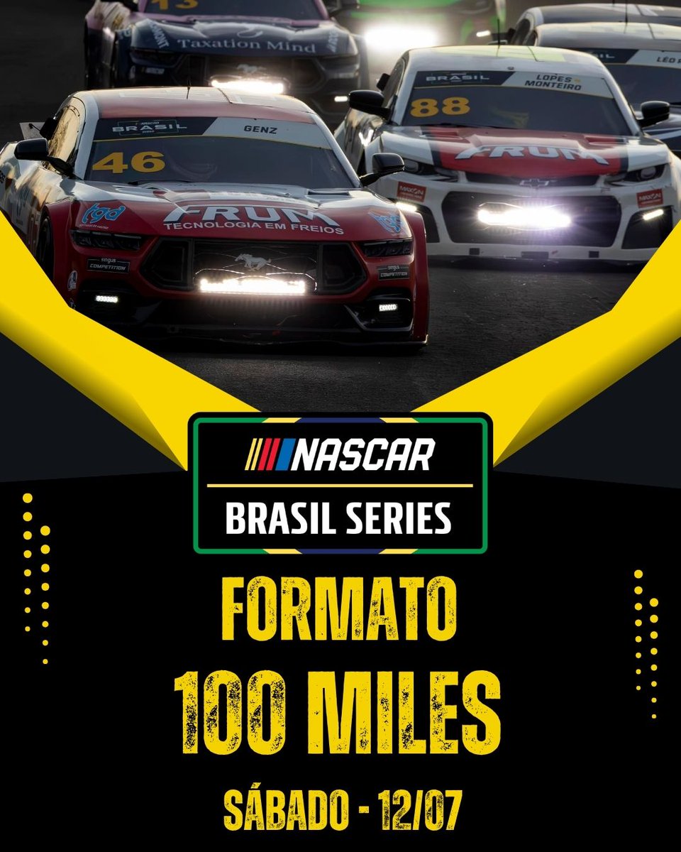NASCARBrasil's tweet image. 🏁 Formato da Etapa #100Miles / #NightChallenge - NASCAR Brasil

📍 Autódromo Zilmar Beux – Cascavel (PR)
🗓 Sábado, 12 de julho

Largada às 17h40 com transmissão ESPN e Youtube @NASCARBrasil

Ingressos:
trucknascarbrasilhb20.byinti.com