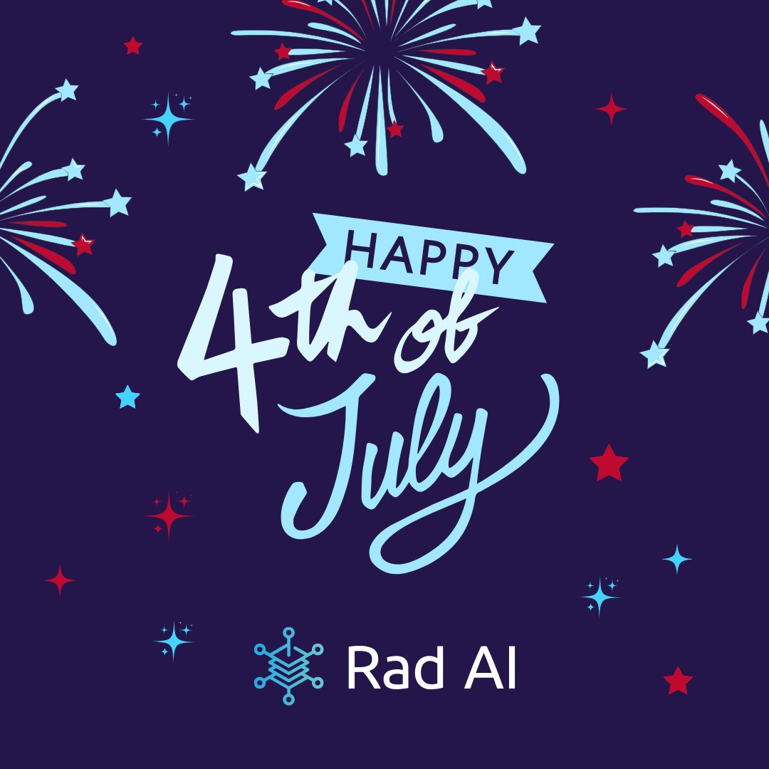 radai's tweet image. Happy 4th of July from all of us at Rad AI! 🇺🇸
Wishing everyone safe travels and a well-deserved day of rest, celebration, and gratitude.