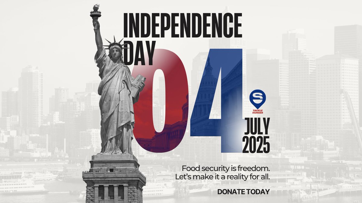 Happy Independence Day! Food security is freedom. Let’s make it a reality for all.

Donate to your local food charity at map.tacklehunger.org

#TackleHunger #IndependenceDay #2025 #Freedom #FoodSecurity