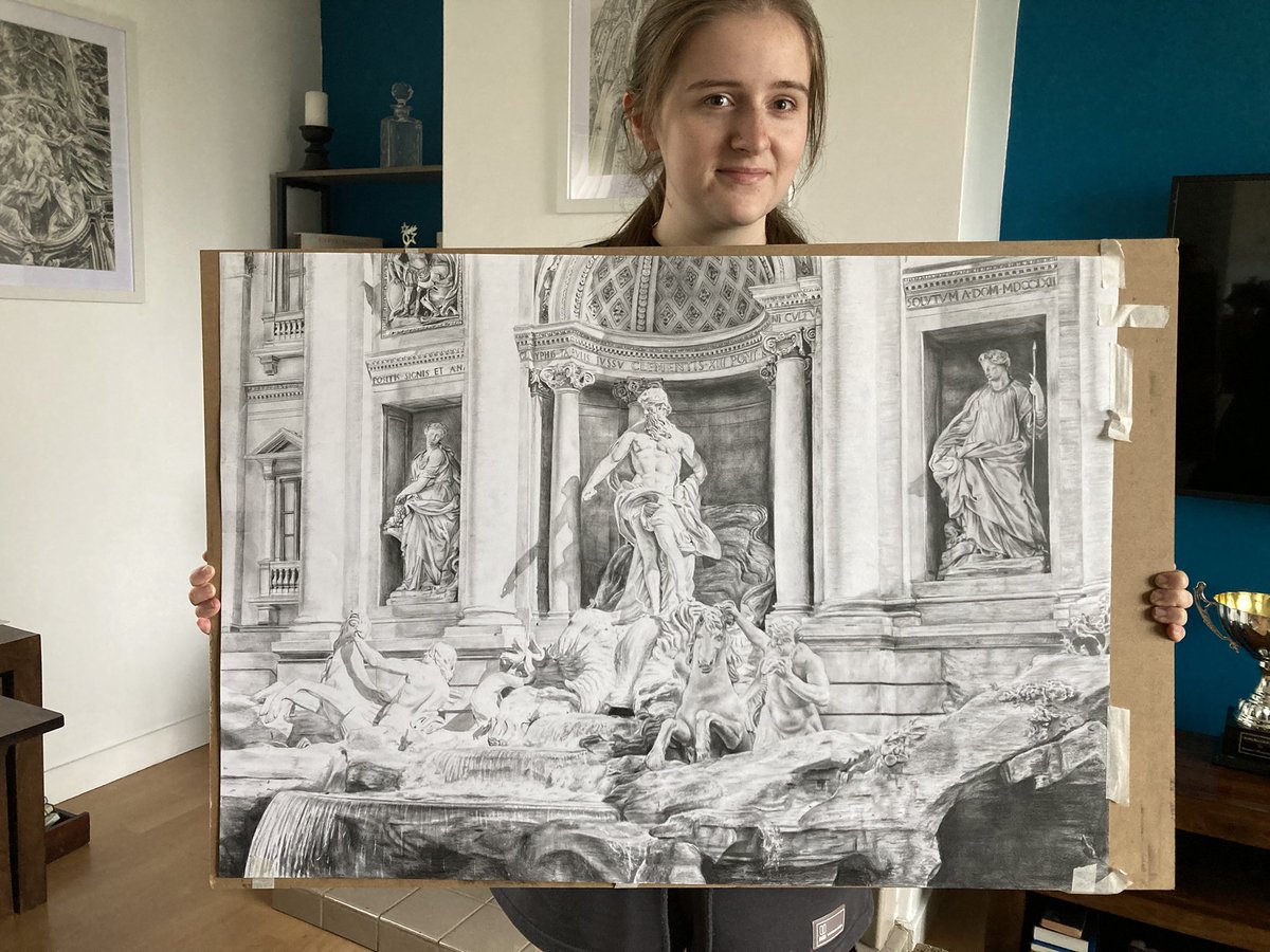 MacleanArtist's tweet image. Absolutely no words for this pencil sketch from Mary my very talented daughter, this is the Trevi Fountain, Rome 🤩🤩🤩