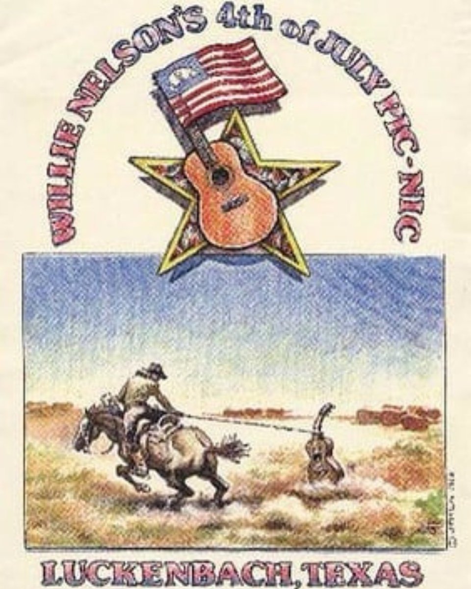 On this day in 1995, Luckenbach, Texas, where "Everybody is Somebody," was the site of Willie Nelson's Fourth of July Picnic. The event drew thousands to the "town," which at that time had a population of three.  #Happy4thOfJuly