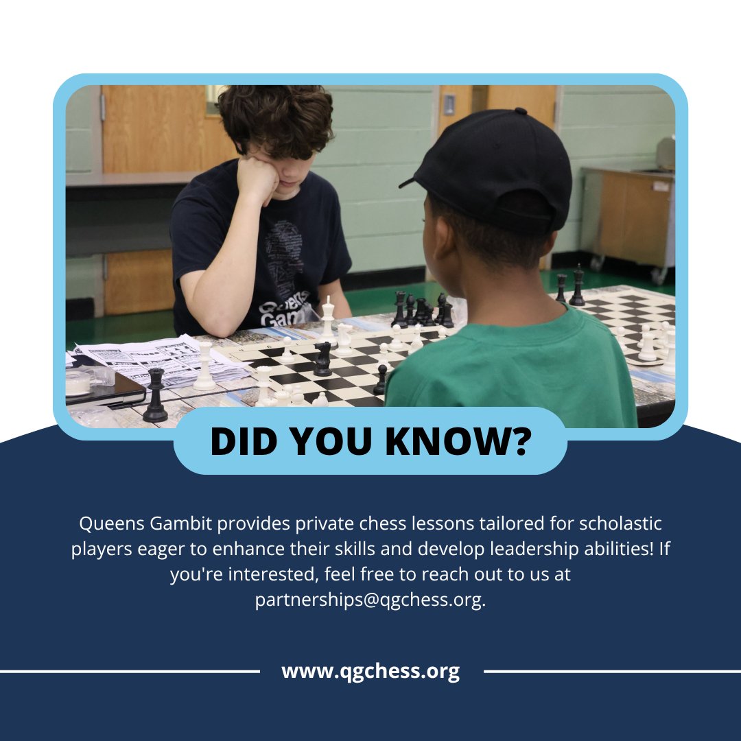 queensgambitpgh's tweet image. 🧠♟️ Did you know? Queens Gambit offers private chess lessons designed for scholastic players ready to sharpen their strategy and grow as leaders - on and off the board.
#queensgambit #chesslessons #studentleaders #nextgenstrategy #chessforkids #privatelessons #leadthroughchess