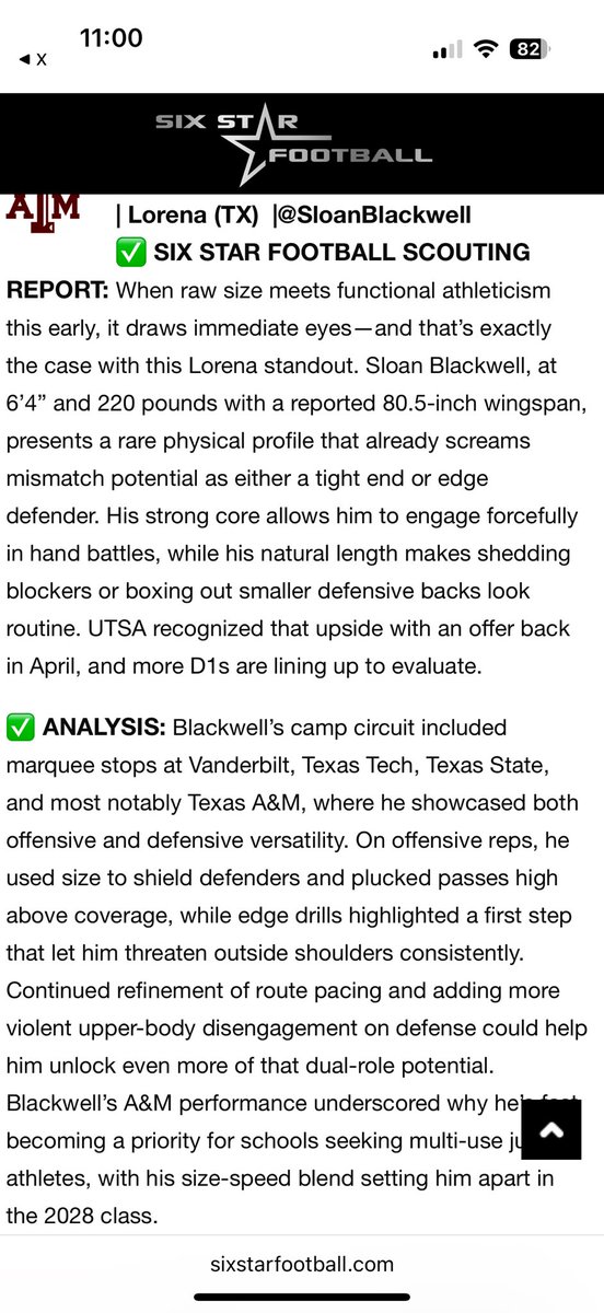 Thank you for the write up <a href="/sixstarfootball/">Six Star Football | PLUS+</a>