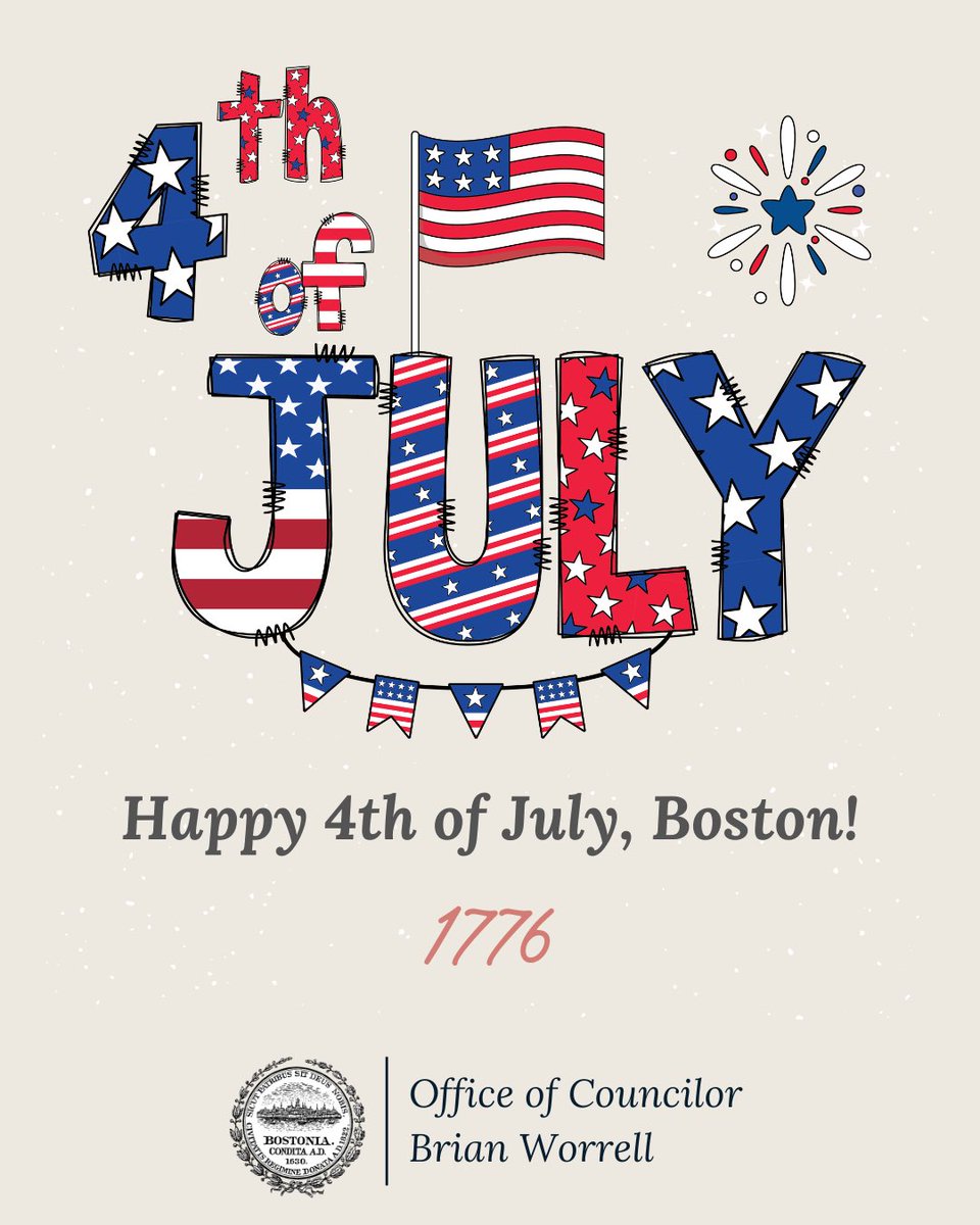 VoteWorrell's tweet image. Happy 4th of July! Wishing you a safe and joyful day of celebration, community, and pride. 🇺🇸
#4thofJuly #BostonStrong #TeamD4
