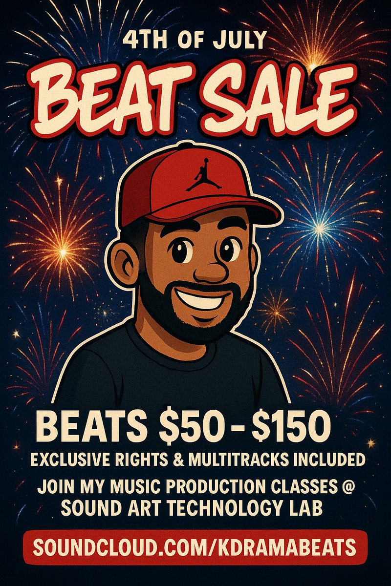 4th of July beat sale is now active! Get your tracks poppin today at on.soundcloud.com/RtXUNNhHFeG2i2…
