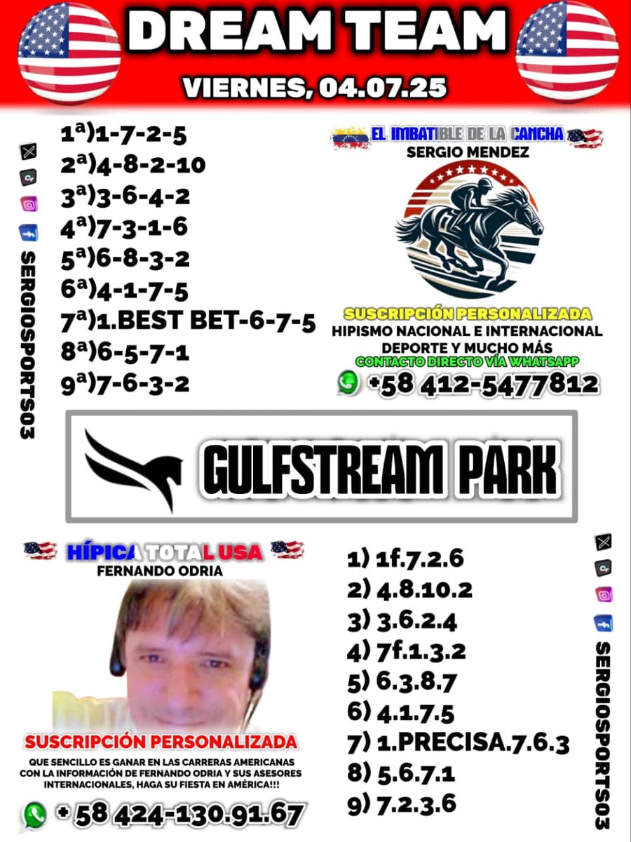 VIERNES, 04.07.25 / LO QUE MÁS LE AGRADA AL DREAM TEAM, PARA EL HIPÓDROMO DE "GULFSTREAM PARK"

ÚNETE GRATIS AL CANAL TELEGRAM 

"HIPISMO IMBATIBLE FREE"

GRATIS DE LUNES A LUNES, RETROSPECTOS, PICKS Y MUCHO MÁS 

ENLACE DEL CANAL⤵️
t.me/HIPISMOIMBATIB…