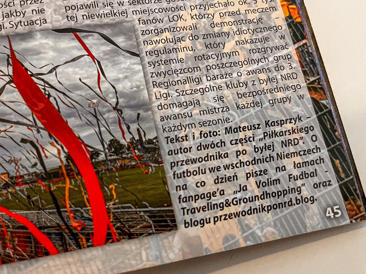 Zadebiutowałem na łamach „To My Kibice Plus”. 

W letnim wydaniu magazynu można przeczytać mój reportaż z meczu barażowego o awans do 3. Ligi pomiędzy 1. FC Lokomotive Lipsk a TSV Havelse.