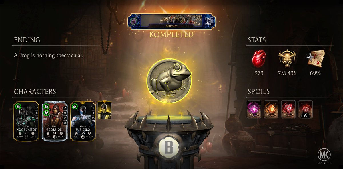 K9lonely's tweet photo. I just completed a Krypt Run in Mortal Kombat mobile! Check out my stats. https://t.co/maIGqE1PvY