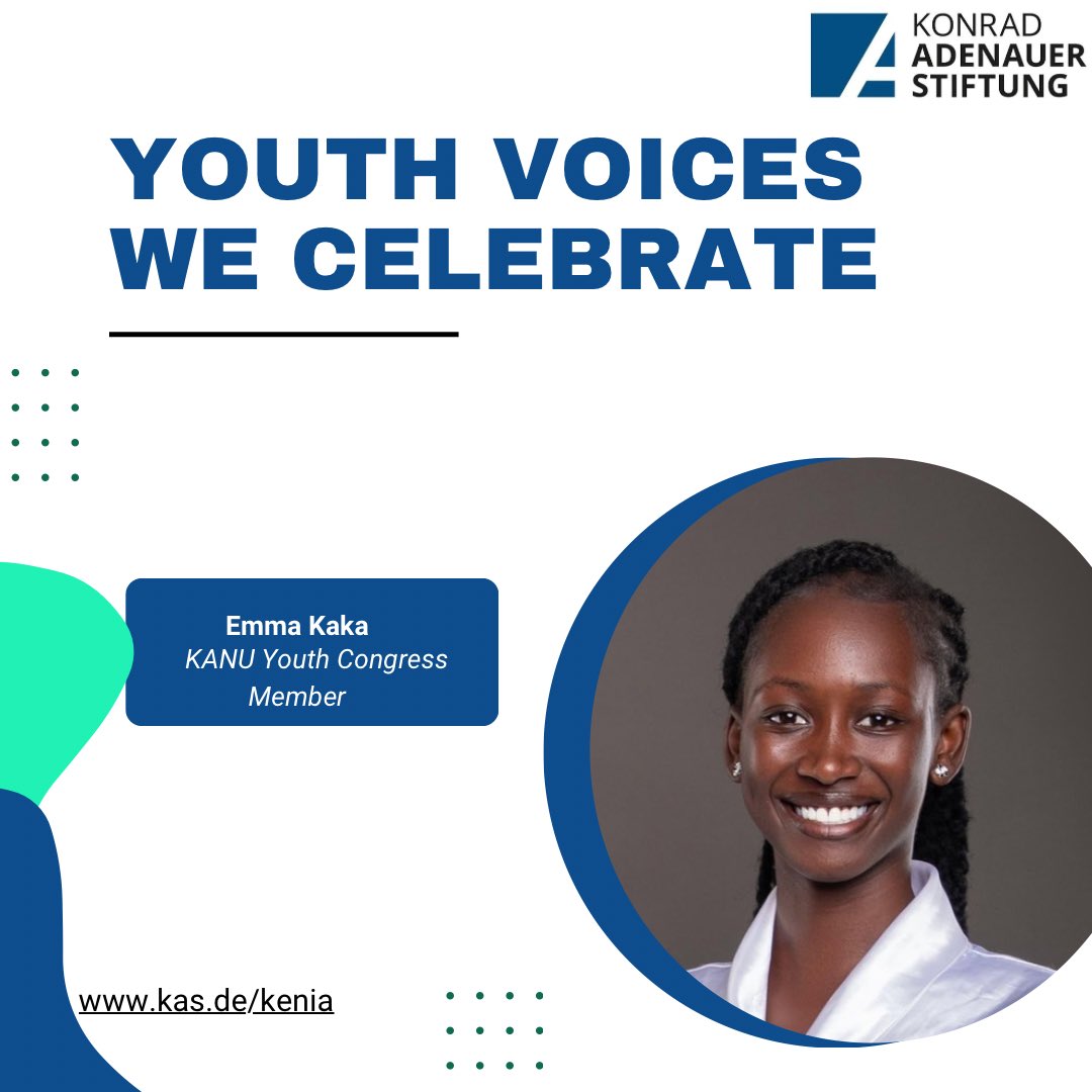 KAS_Kenya's tweet image. Youth Spotlight: Emma Kaka
She is a rising force within the KANU Youth Congress, committed to youth empowerment and building platforms that elevate young voices in decision-making spaces.
#Youthvoices