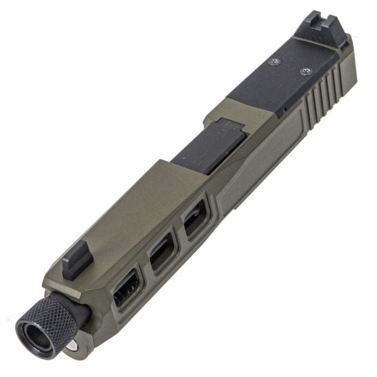 Mrgunsngear's tweet photo. Complete Glock compatible PSA Dagger slide assembly with green cerakote finish, RMR pattern optic cut, lower 1/3 co-witness sights, and threaded nitrided barrel for $189/ea currently here: https://t.co/Mp61zvGa12
#Glock #GhostGun https://t.co/2D5RuVSQqi
