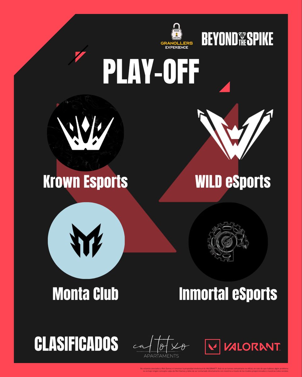 ⚠️EQUIPOS CLASIFICADOS⚠️

<a href="/krownclub/">Krown Esports</a> 🆚@WILDesports_ES

<a href="/Monta_Club/">Monta Club</a> 🆚<a href="/eSport_Inmortal/">Inmortal eSports</a>