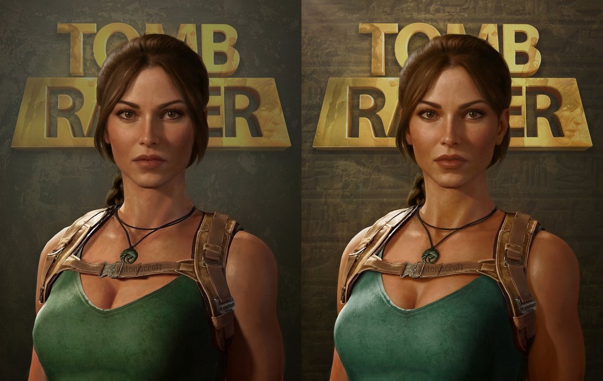 EN | 🌿 | #FanArt of the day, <a href="/Antoniscroft/">{Anthony croft}</a> shares his vision of the unified Lara. On the left, the first version and on the right the final version. Both are incredibly well done, congratulations on this quality work! ► bit.ly/4kmq1pi (Twitter)