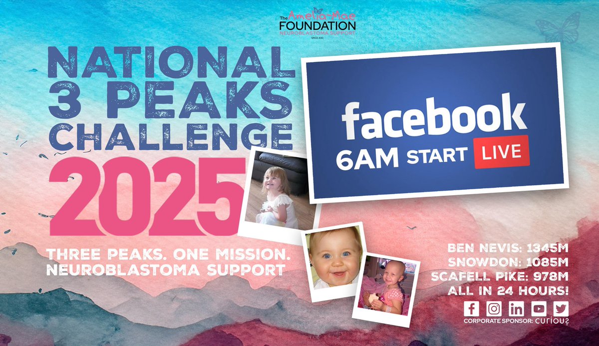 🎥 Join us LIVE on Facebook from 6am as our AMF 3 Peaks team climb for a cause so close to all our hearts. Let’s raise funds, spread awareness, and show these incredible children they are never alone. #neuroblastoma