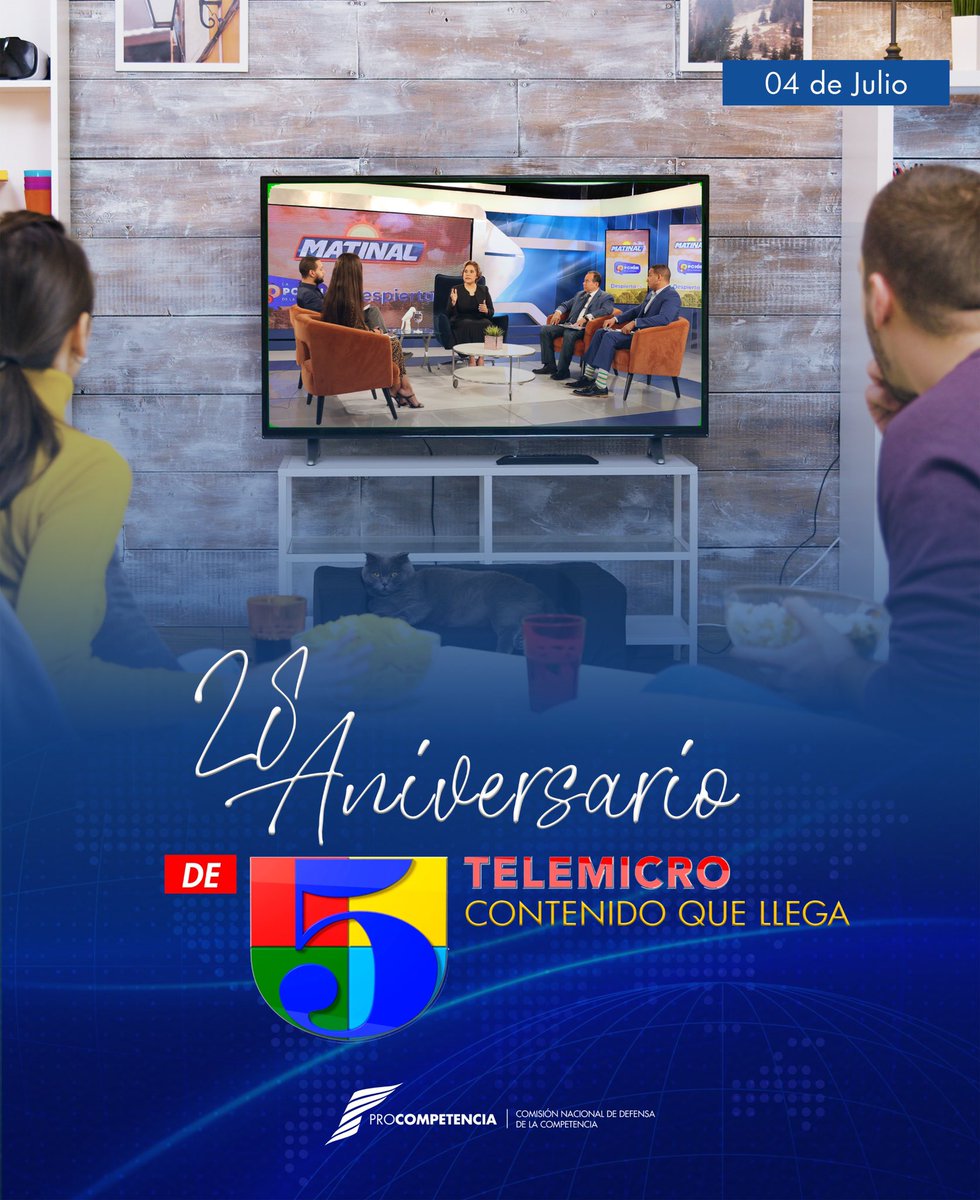 🎉📺 ¡Felicitamos al Grupo de Medios Telemicro <a href="/TelemicroHD/">Telemicro</a> por su 28 aniversario!

Desde la Comisión Nacional de Defensa de la Competencia (Pro-Competencia), reconocemos la valiosa trayectoria de esta gran cadena de medios, que por casi tres décadas ha demostrado liderazgo,