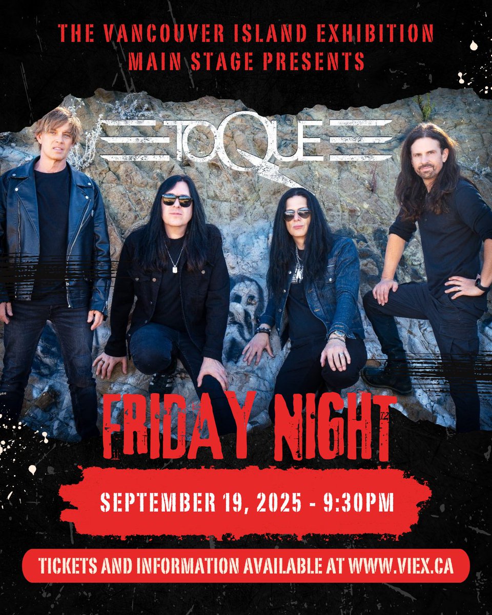 Here we go !  Another Show
Pleased to announce our FIRST Ever Toque Show on Vancouver Island.

Nanaimo - Friday, September 19th, 2025!  
Vancouver Island Exhibition 

Don’t miss this awesome night of rock – only at the 2025 VIEx!
🎟️ Get your tickets now: showpass.com/2025-vancouver…