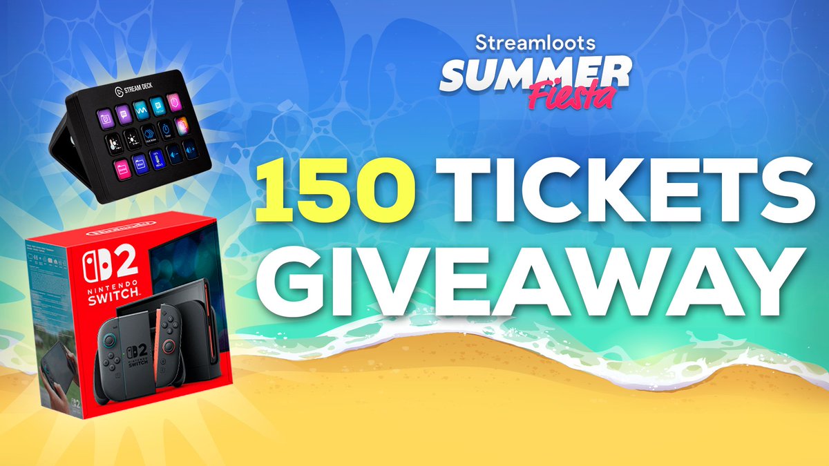 🎟️ 150 TICKETS GIVEAWAY 🎟️

Each ticket = one entry to win a Nintendo Switch 2 or a Stream Deck in our Summer event!

1️⃣ Follow @Streamloots
2️⃣ Retweet
3️⃣ Reply with your Streamloots username

Ends on 07/11 — 3 winners, 50 tickets each ✨