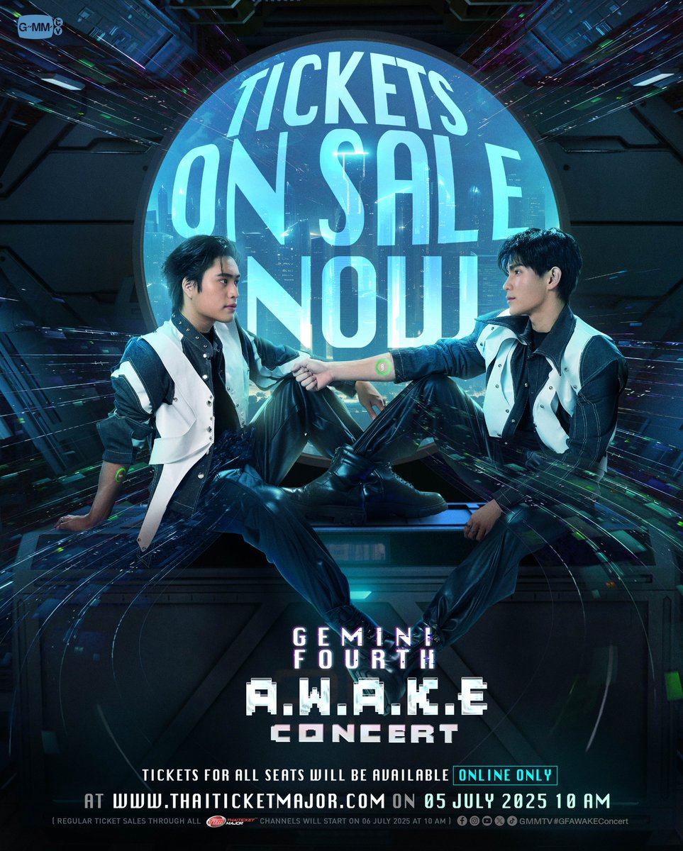 TICKETS ON SALE NOW!!
GEMINI FOURTH A.W.A.K.E CONCERT 🖲️

BUY TICKETS 👉🏻 shorturl.at/TkvMc

SEE YOU ON 30-31 AUGUST 2025
📍 Impact Arena, Muang Thong Thani
And worldwide live streaming via TTM LIVE

#GFAWAKEConcert
#GMMTV 
<a href="/gemini_ti/">gemini_nt</a> <a href="/tawattannn/">FOURTH</a>