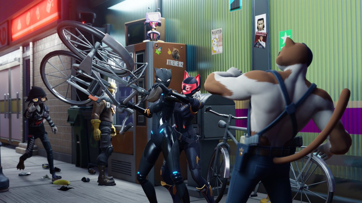 xtreme_192's tweet image. Don&apos;t get Lynx mad, she&apos;s almost Like A Dragon™

(Lynx, Meowscles, Meow Skulls, Nyangelica)
#Fortnite #FortniteArt #FortniteSuper #Blender