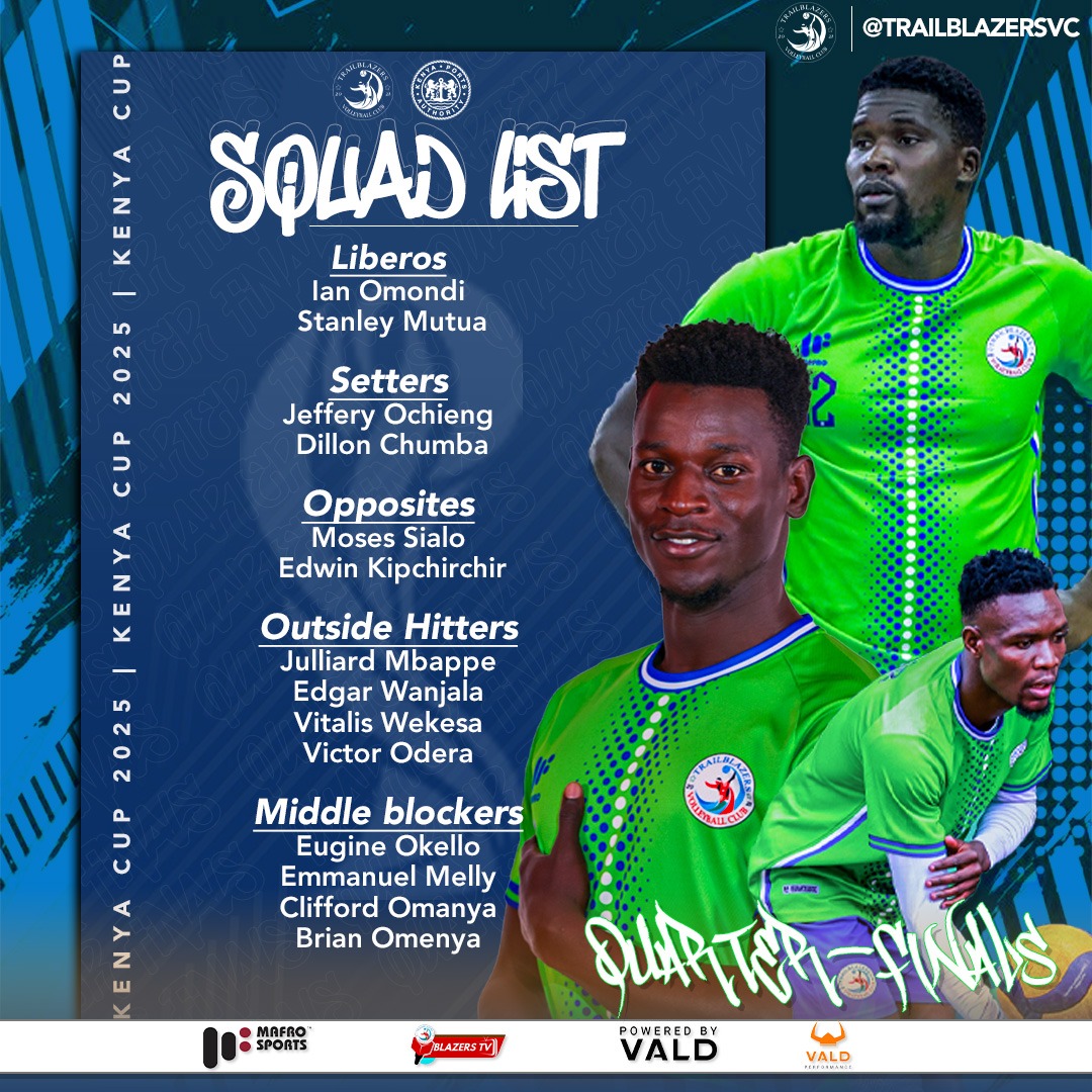 Squad is locked for the Kenya Cup Quarterfinals!
Trailblazers VC 🆚 KPA
📍 Nyayo Stadium
🗓 Sunday, 6th July
🕐 1:00 PM
🎽 Jerseys are still available — come get yours.
📊 End-of-season jersey price poll is ON.
Be fair… we’ve got balls to buy 😅