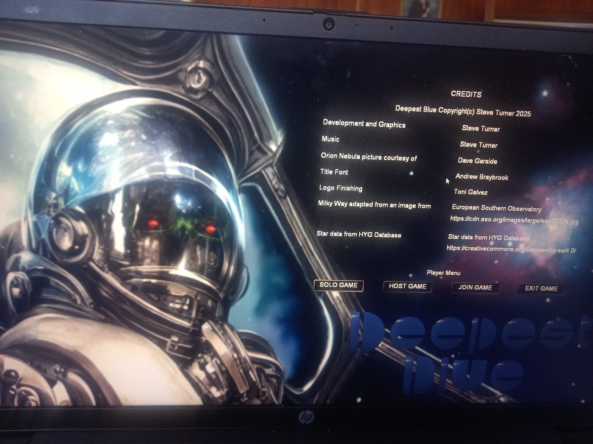 t2_steve's tweet image. Finished the Deepest Blue credits screen, must be nearly finished. Game has not crashed for a week. Revising the manual to include sny tweaks then all set to go.