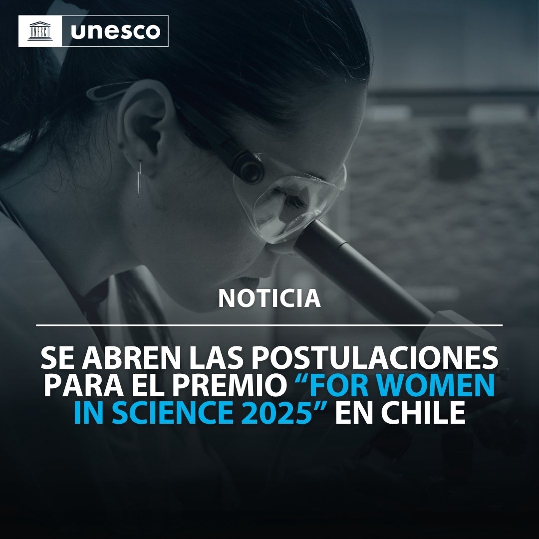 #Noticia 📰 Se abren las postulaciones para el premio #ForWomenInScience 2025 en Chile

La iniciativa de L’Oréal y la UNESCO, cuenta con el apoyo de <a href="/ANID_Chile/">Agencia Nacional de Investigación y Desarrollo</a> y <a href="/ESO/">ESO</a> y busca visibilizar el trabajo de excelencia de científicas en el país. 

🔗 unesco.org/es/articles/se…