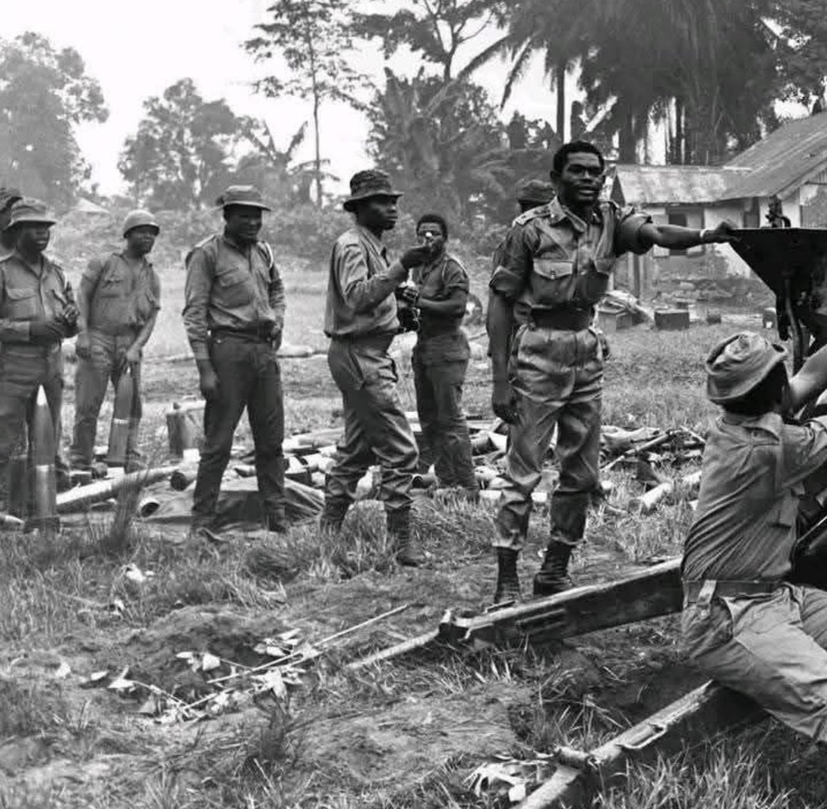A photograph of Col. Benjamin Adekunle and his third Marin commandos in Port Harcourt. May, 1968.