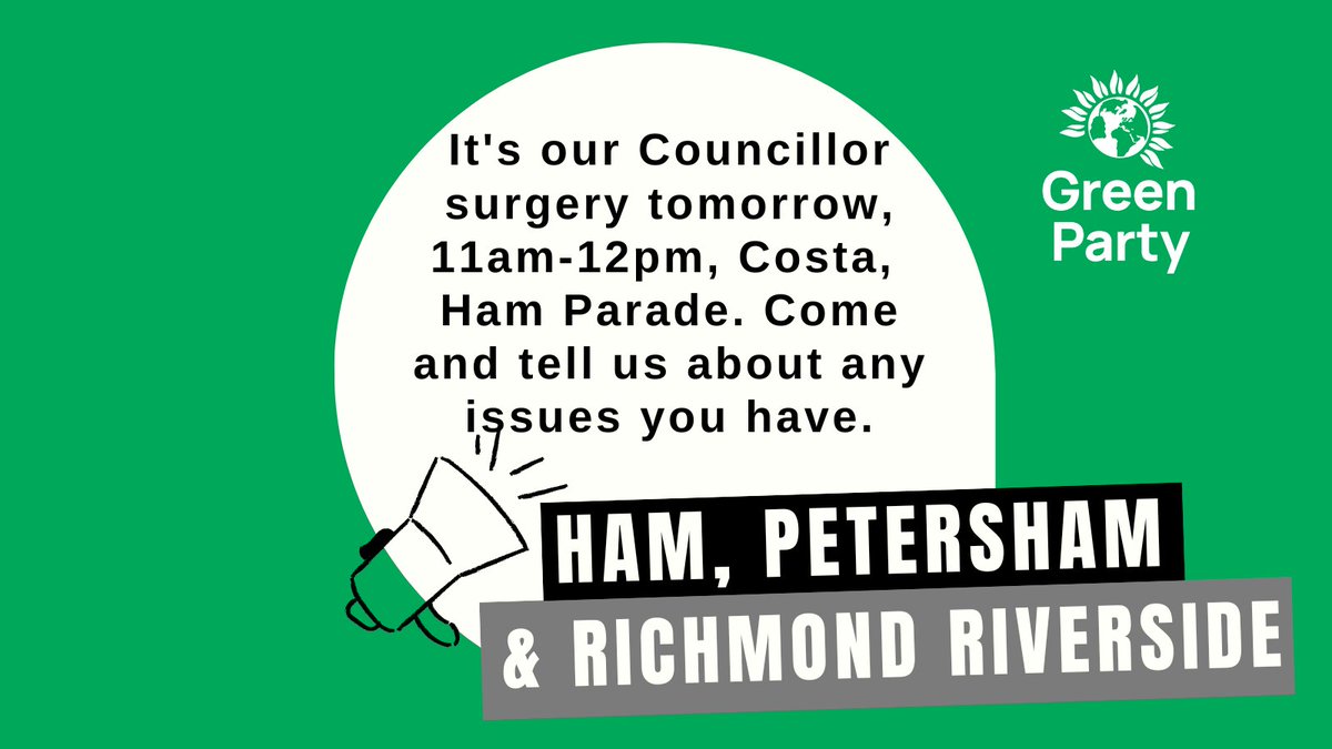 Cllr Andrée Frieze 💚🌍🐝🌳🔯 (@andree_frieze) on Twitter photo Got an issue with Richmond Council <a href="/LBRUT/">Richmond Council</a>? Come to the ward surgery tomorrow, Sat 5 July, between 11am-12p on Costa on Ham Parade. No need for an appointment. Can't make it - email me via cllr.a.frieze@richmond.gov.uk. Got an issue with Richmond Council <a href="/LBRUT/">Richmond Council</a>? Come to the ward surgery tomorrow, Sat 5 July, between 11am-12p on Costa on Ham Parade. No need for an appointment. Can't make it - email me via cllr.a.frieze@richmond.gov.uk.