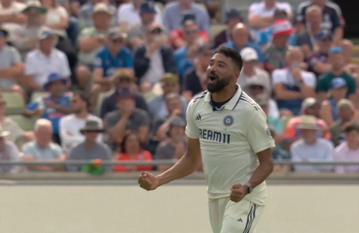 Comeback for edges. 🫡
What a spell by DSP Siraj. ♥️
From 84/5 to 386/5 for England.
From 386/5 to 407/10 for India. 
Jamie Smith watching falling wickets from the other end. 🤯