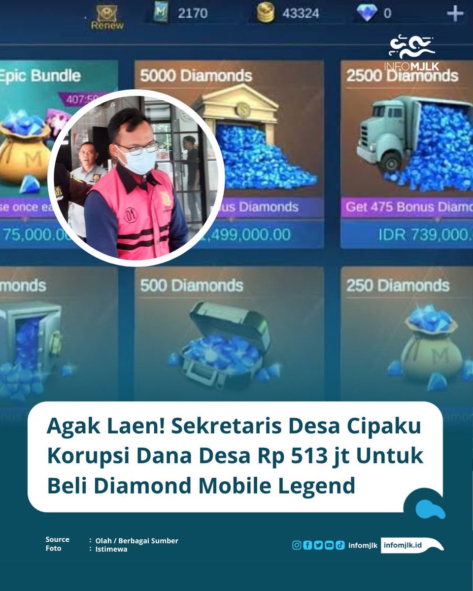 Lagi-lagi Majalengka ramai diperbincangkan ketika ada aparat Desa yang tersandung kasus korupsi.

Lucunya, aparat Desa tersebut menggunakan dana yang fantastis dibelikan diamond untuk Game Online Mobile Legend. 

#infomjlk #mjlk #viral