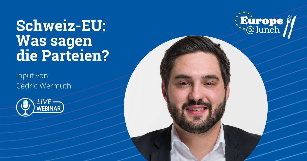 Europäische Bewegung • Mouvement européen 🇨🇭🇪🇺 (@europch) on Twitter photo Dienstag, 8. Juli (12.15 – 13.00, Zoom) wird <a href="/cedricwermuth/">Cédric Wermuth (er/ihm)</a>, Co-Präsident <a href="/spschweiz/">SP Schweiz</a> und Nationalrat, seine Position zum Vertragspaket 🇨🇭-🇪🇺 mitteilen. Auch der Stand der Debatte innerhalb der SP wird angesprochen.
👉 us02web.zoom.us/meeting/regist…
#SwissEUrelations #EuropeAtLunch Dienstag, 8. Juli (12.15 – 13.00, Zoom) wird <a href="/cedricwermuth/">Cédric Wermuth (er/ihm)</a>, Co-Präsident <a href="/spschweiz/">SP Schweiz</a> und Nationalrat, seine Position zum Vertragspaket 🇨🇭-🇪🇺 mitteilen. Auch der Stand der Debatte innerhalb der SP wird angesprochen.
👉 us02web.zoom.us/meeting/regist…
#SwissEUrelations #EuropeAtLunch