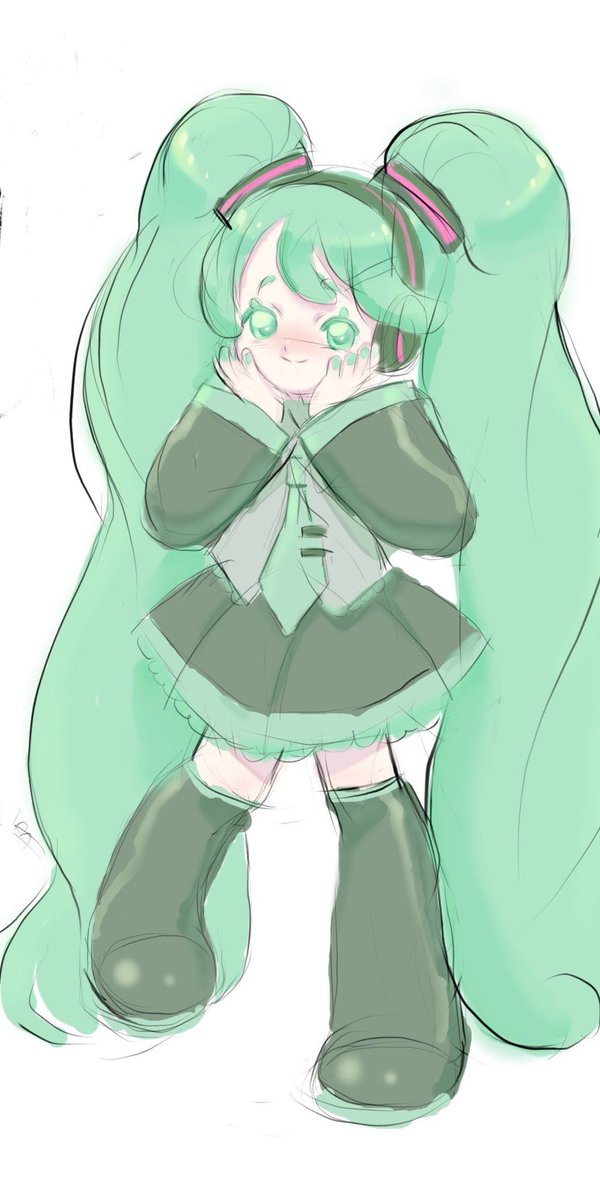 halesbugs's tweet image. Little Miku doodle from a drawpile with @m4rt13all3n (colored by him :3)