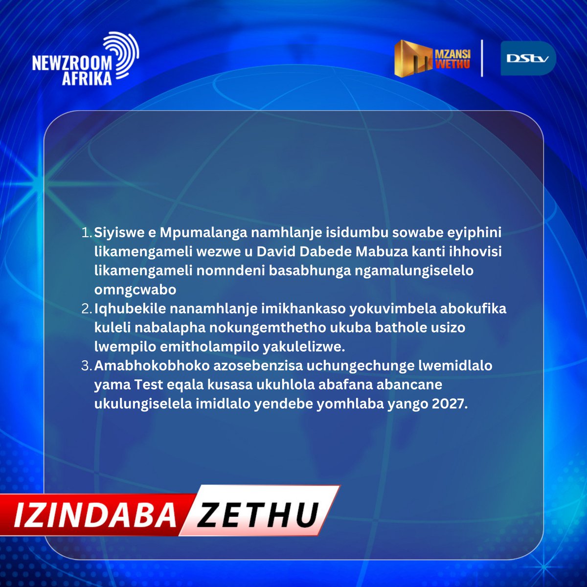 Ezinohlonze ⏰                                                        

Don't miss the big stories shaping Mzansi. Watch #NewsOnWethu163 at 19:00.   

Stay on the pulse of current affairs here: bit.ly/3FO24WrA 

#IzindabaZethu